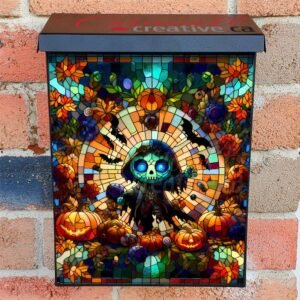 Stained Glass Halloween Zombie 2 Colonial Mailbox Cover