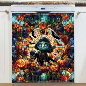 Stained Glass Halloween Zombie 2 Magnetic Dishwasher Door Cover