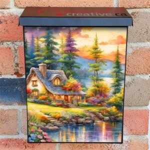 Little Summer Cottage by the Lake Colonial Mailbox Cover