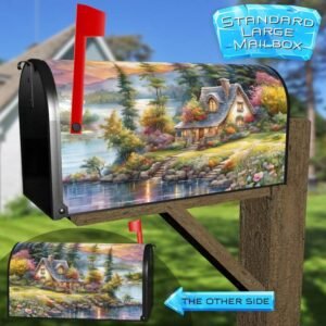 Little Summer Cottage by the Lake Rural Farm Mailbox Cover