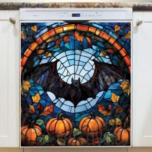Stained Glass Halloween Bat Magnetic Dishwasher Door Cover