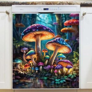 Glowing Mushrooms in the Forest Magnetic Dishwasher Door Cover
