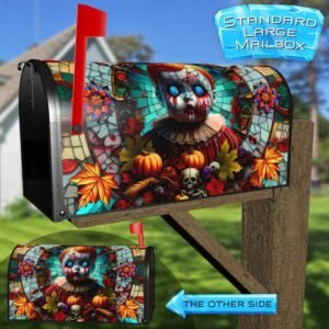 Creepy Stained Glass Halloween Doll Rural Farm Mailbox Cover