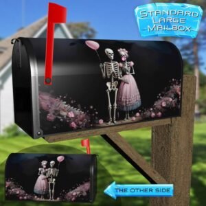 Cute Halloween Skeleton Couple Rural Farm Mailbox Cover