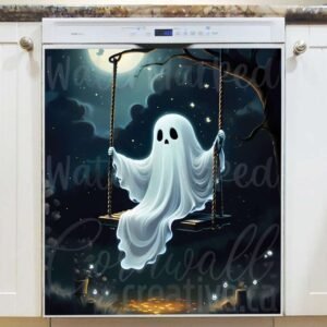 Halloween Ghost on the Swing Magnetic Dishwasher Door Cover