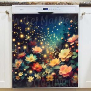 Vintage Garden with Fireflies Magnetic Dishwasher Door Cover