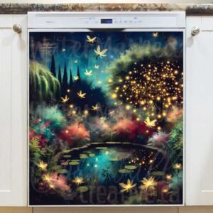 Vintage Summer Pond Magnetic Dishwasher Door Cover