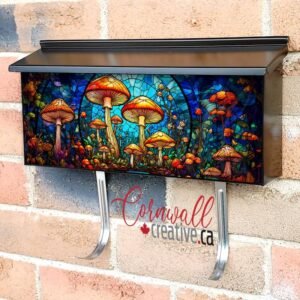 Stained Glass Mushrooms Wall-mounted Townhouse Mailbox Cover