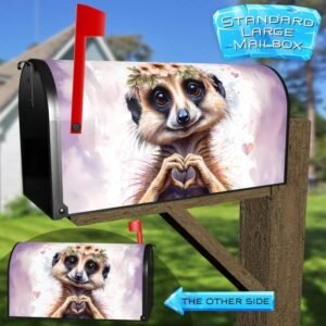 Cute Meerkat with Flowers Rural Farm Mailbox Cover