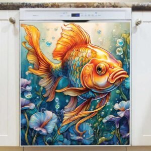 Pretty Yellow Goldfish Magnetic Dishwasher Door Cover