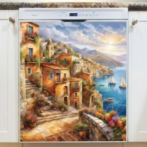 Harbour in Greece Magnetic Dishwasher Door Cover
