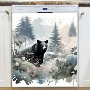 Bohemian Black Bear Magnetic Dishwasher Door Cover
