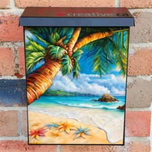 Tropical Palm Tree at the Beach Colonial Mailbox Cover