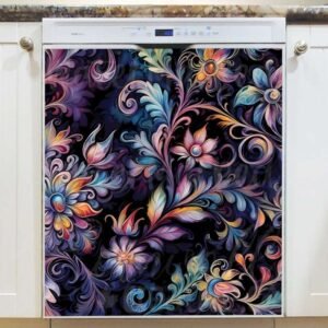 Fantasy Folk Flowers Magnetic Dishwasher Door Cover