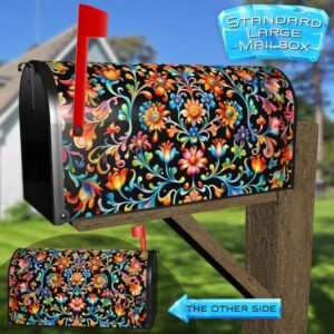 Traditional Folk Flowers Rural Farm Mailbox Cover
