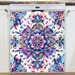 Blue and Purple Mandala Magnetic Dishwasher Door Cover