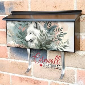 Boho White Wolf Wall-mounted Townhouse Mailbox Cover