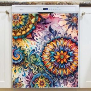 Beautiful Abstract Folklore Art Magnetic Dishwasher Door Cover