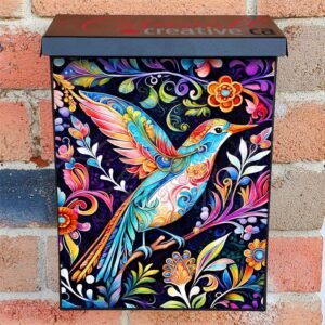 Pretty Folklore Abstract Hummingbird Colonial Mailbox Cover