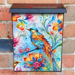 Folklore Floral Birds Colonial Mailbox Cover