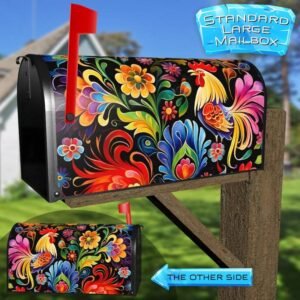 Hungarian Folk Rooster Pattern Rural Farm Mailbox Cover