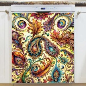 Indian Paisley Design  Magnetic Dishwasher Door Cover