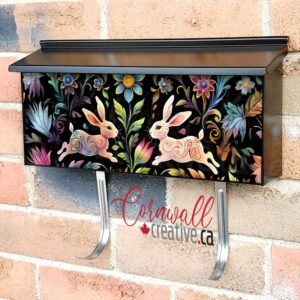 Scandinavian Folk Rabbits and Flowers Wall-mounted Townhouse Mailbox Cover