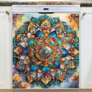 Pretty Indian Boho Mandala Magnetic Dishwasher Door Cover