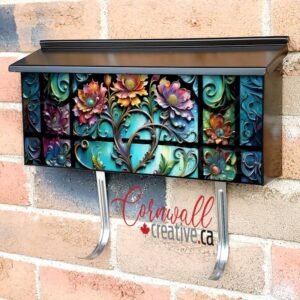 Stained Glass Vines and Flowers Wall-mounted Townhouse Mailbox Cover