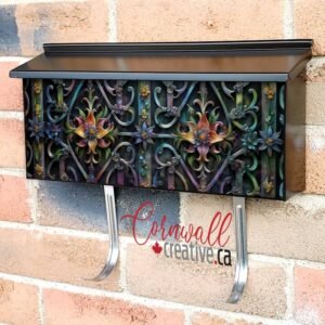 Forged Iron Gate and Flowers Wall-mounted Townhouse Mailbox Cover