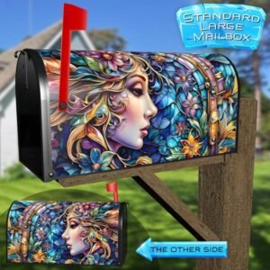 Stained Glass Girl and Flowers Rural Farm Mailbox Cover