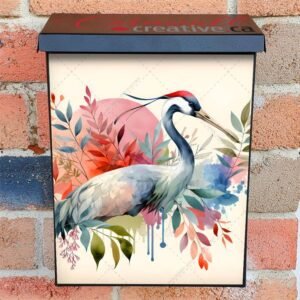 Bohemian Crane and Flowers Colonial Mailbox Cover