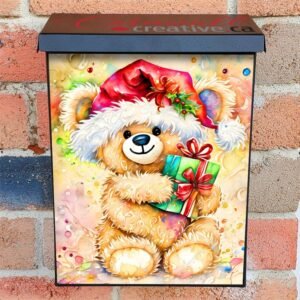Santa Teddy Bear Colonial Mailbox Cover