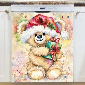 Santa Teddy Bear Magnetic Dishwasher Door Cover