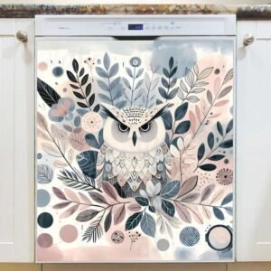 Bohemian Owl and Flowers Magnetic Dishwasher Door Cover