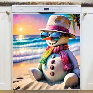 Tropical Christmas on the Beach Magnetic Dishwasher Door Cover