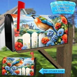 Cute Bird on the Fence Rural Farm Mailbox Cover