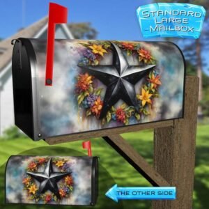 Black Country Prim Barn Star and Wreath Rural Farm Mailbox Cover