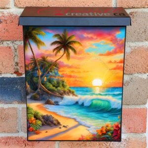 Tropical Paradise with Cottage Colonial Mailbox Cover