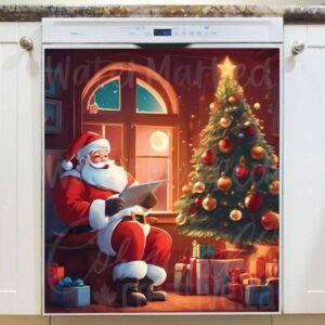 Vintage Santa Design Magnetic Dishwasher Door Cover