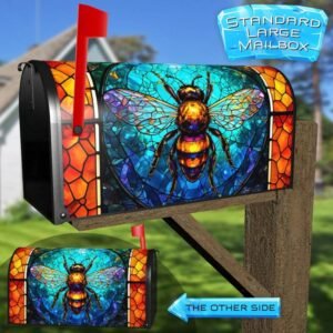Stained Glass Honeybee Rural Farm Mailbox Cover