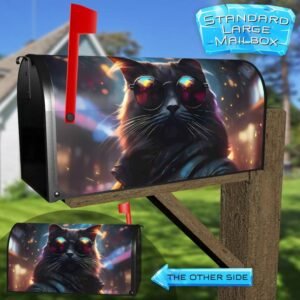 City Cat in Jacket and Sunglasses Rural Farm Mailbox Cover