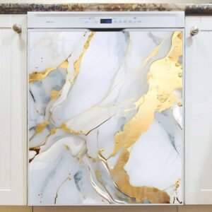 Gold and Grey Marble Design Magnetic Dishwasher Door Cover