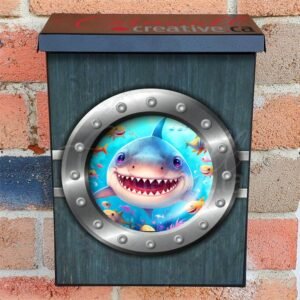 Cute Shark Looking through the Porthole Colonial Mailbox Cover