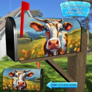 Blue Eyed Cow Rural Farm Mailbox Cover