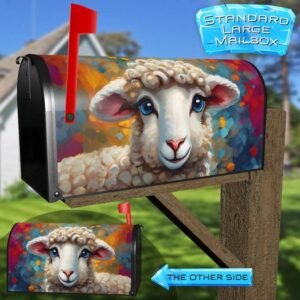 Pretty Blue Eyed Sheep Rural Farm Mailbox Cover