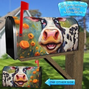 Funny Silly Cow Rural Farm Mailbox Cover