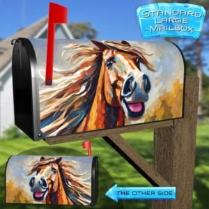 Cute Smiling Horse Rural Farm Mailbox Cover