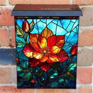 Stained Glass Coquette Flower Colonial Mailbox Cover