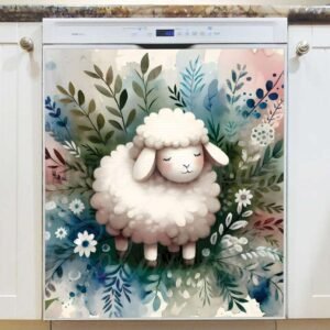 Cute Fluffy Sheep Magnetic Dishwasher Door Cover